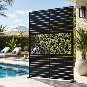 Custom Metal Privacy <strong>Screen</strong> Outdoor Indoor Privacy <strong>Screens</strong> with Stand Panels <strong>Free</strong> <strong>Standing</strong> Decorative Privacy <strong>Screen</strong> <strong>for</strong> Patio - Product Image 6