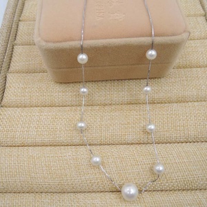 925 <strong>Silver</strong> <strong>Pearl</strong> Classic <strong>Necklace</strong> for Girls or Women 7-10 mm Real Freshwater Nature <strong>Pearl</strong> <strong>Necklace</strong> Designs - Product Image 2