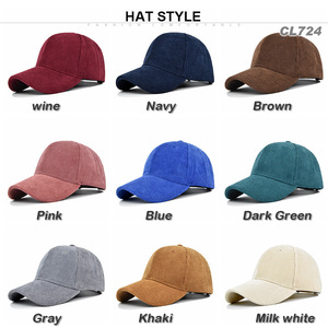 6パネル構造コーデュロイ調整可能野球帽ブラウンカスタム3D刺繍ロゴ男性女性帽子 - Product Image 3
