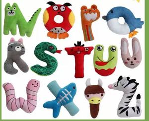 Jouet à mâcher en forme de lettre de l'alphabet pour animaux de compagnie, en coton et latex écologiques, pour soulager l'anxiété, collection animaux amusants - Product Image 2