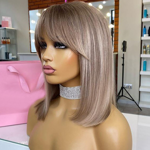 Parrucche con Base in seta parrucche per capelli umani vergini europei al 100% con frangia parrucche per capelli ebraici di colore biondo - Product Image 3