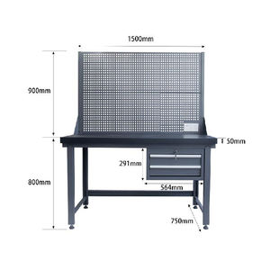 उच्च गुणवत्ता वाले पेशेवर धातु कार्य तालिका अनुकूलित पेगबोर्ड शेल्फ भारी शुल्क वर्कबेंच गैरेज के लिए दराज के साथ - Product Image 2
