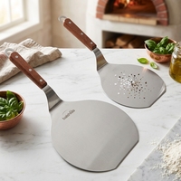 Pelle à pizza en acier inoxydable avec manche en bois, écologique, personnalisée, ronde, pour la cuisson au four, outil de pâtisserie