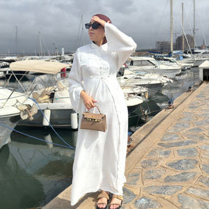 للبيع بالجملة طقم عباية إسلامية متواضعة من قطعتين عباية خارجية وفستان داخلي ملابس نسائية غير رسمية - Product Image 4