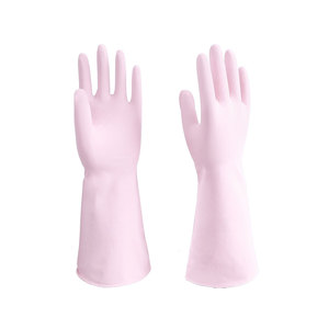 Gants de nettoyage ménager roses de qualité supérieure, durables, flexibles, sans latex, en nitrile, réutilisables, imperméables, taille moyenne, avec bordure perlée, personnalisables OEM - Product Image 1