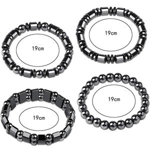 Pulsera de doble capa a la moda con cuentas de hematita negra, imán de <span class=keywords><strong>piedra</strong></span> Natural, regalo de joyería para el cuidado de la salud con <span class=keywords><strong>piedra</strong></span> principal de ágata - Product Image 3