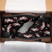 Sepatu Bot Hitam Motif Harimau Trendi Musim Dingin Grosir Kustom Pria Wanita Berkualitas Tinggi Nyaman Bernapas Anti-Selip Setengah Tinggi
