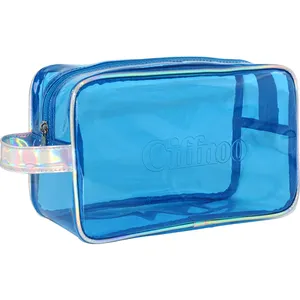 Factory Design Newest Customized Logo Durable Portable Large Capacity Tolietries Organize Clear Makeup Bag