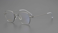 Gafas Ópticas Unisex de Moda en Oferta, Monturas para Diversas Formas de Rostro, Elegantes Monturas de Titanio Dorado de Media Montura Plegables con Lentes AC