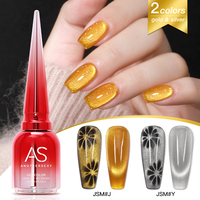 AS 15ml Vernis à ongles gel magnétique effet œil de chat dégradé doré, pailleté scintillant, semi-permanent UV pour nail art