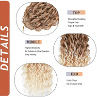 Tresses synthétiques ondulées profondes de 22 pouces Jessica Hair Tresses au crochet BlondeHaute température Fibre tressage Air Curl Cheveux en vrac