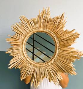 Handmade Water Hyacinth <b>Wall</b> Mirror Sunburst Decorative Woven Mirror for <b>Boho</b> Home Decor Art <b>Wall</b> <b>Hanging</b> for Living Room - Product Image 4