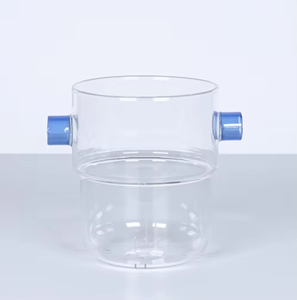 Ensemble de tasses filtrantes en verre borosilicate personnalisé, cafetière à filtre, théière en verre avec poignée bleue - Product Image 1