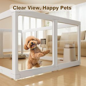 Corral de Juego Personalizado de HDPE y Acrílico para Mascotas, 90 cm de Altura, Fácil de Montar, Corral Transparente de Acrílico para Perros, Jaula para Gatos, Perrera para Cachorros y Conejos, para Interiores - Product Image 2