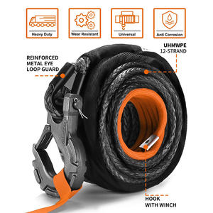 ערכת חבלים סינתטיים לכל העליון ערכת 9/16in x 76ft 35000Lbs כבל להחליף ערכת + וו winch & רצועת משיכה בטיחות - Product Image 3