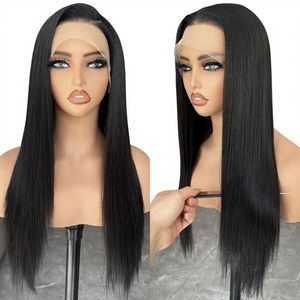 26 Inch Lace Front Synthetic <b>Wig</b> Long Straight Glueless 1B Black Pre Plucked Ready to Wear <b>Wig</b> for Beginners - Product Image 1