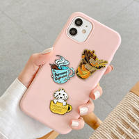 Épinglette en métal personnalisée, motif dessin animé de dessert (crème glacée, tasse de café, gobelet), pour décoration DIY de coques de téléphone et badges en émail