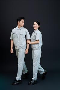 ชุดเครื่องแต่งกายเพื่อความปลอดภัยของผู้หญิง Fmf ชุดทำงานแขนสั้นสีเทาและสีกรมท่าจากเวียดนาม - Product Image 6