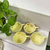 Taza de Porcelana con Diseño Floral y Asa, con Bandeja, Apta para Microondas y Lavavajillas, Ideal para Regalos