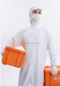 Très respirant antistatique blanc 100% Polyester combinaison de travail uniforme de protection pour l'industrie alimentaire hygiène vêtements de travail - Product Image 3