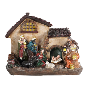Wholesale Resin Crafts Religious Crafts Musical <b>LED</b> Lights up Nativity Scene Resin <b>Christmas</b> Decoration with Child Moving - Product Image 5