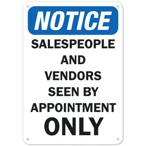 Avvisi venditori e venditori visti solo su appuntamento segnaletica