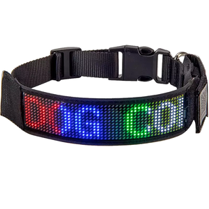 Collar de perro LED recargable de lujo, aplicación inteligente, pantalla de visualización programable, luz intermitente de nailon, diseño oscuro brillante, perro inteligente - Product Image 1