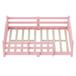 <span class=keywords><strong>Lit</strong></span> <span class=keywords><strong>Montessori</strong></span> rose, taille complète, structure en bois massif avec barrière de sécurité et lattes, mobilier de chambre pour fillettes - Product Image 6