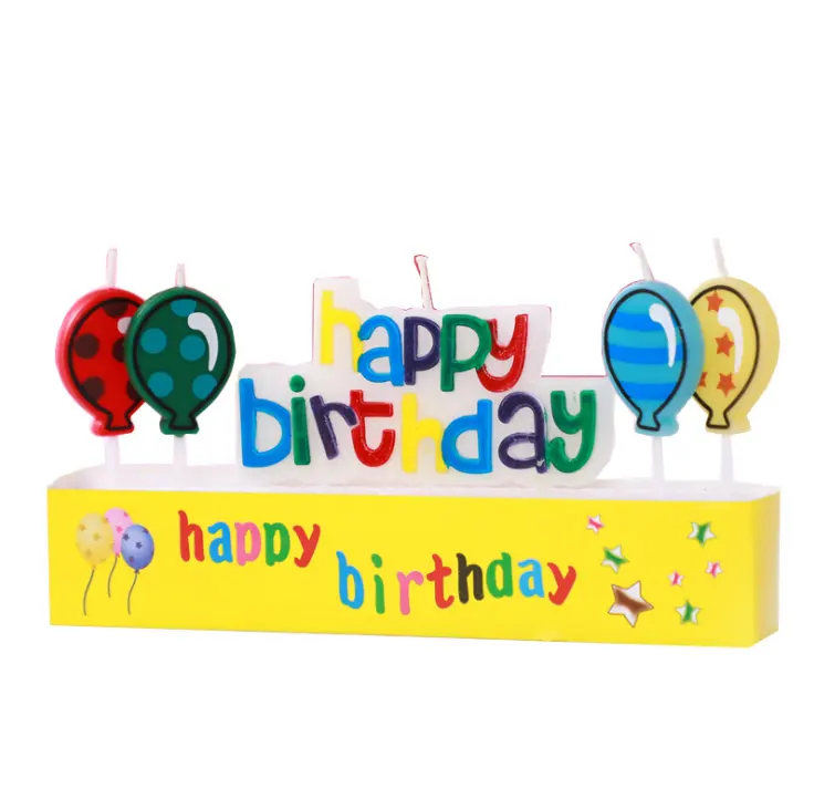 Lovely Balloon with Happy Birthday Cake Candles Decorative Birthday Candles for Kids