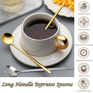 Mini cuchara de postre agitadora con logotipo personalizado, juego de cucharas doradas de regalo de lujo, cuchara de café, cuchara de té de Metal con mango largo DE ACERO INOXIDABLE - Product Image 3