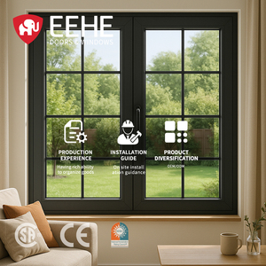 Fenêtre à battant EEHE en aluminium à rupture de pont thermique, certifiée CE, résistante au vent et aux moustiques - Product Image 1