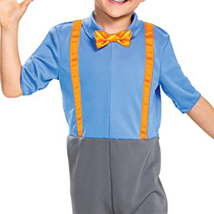 Blippi Costume Child 5-7 Years Blue Shirt Gray <b>Pants</b> Orange Hat Cosplay Party Outfit - Product Image 4