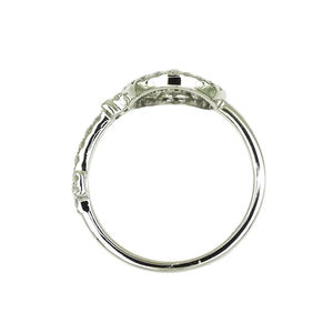 18K White Gold Diamond-Encrusted Floral Key Motif <b>Open</b> <b>Ring</b> Luxury Statement Jewelry For Women - Product Image 1