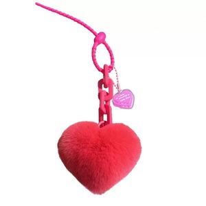 Creative Silicone Rex Rabbit Fur Heart-shaped <b>Chain</b> Keychain Exquisite Schoolbag Pendant Couple Pendant Car <b>Key</b> <b>Chain</b> - Product Image 1