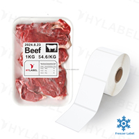 Étiquette de qualité de congélateur 58mm x 40mm personnalisée étiquette alimentaire de la chaîne du froid autocollant de congélateur de viande en polypropylène étiquette synthétique thermique 58x40