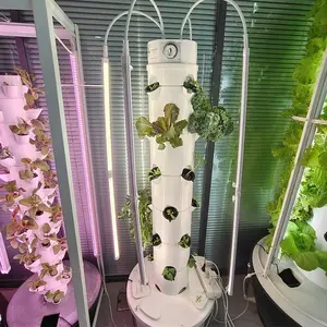 High quality vertical tower hydroponics hydroponic pvc channel hydroponics system with grow light for farm