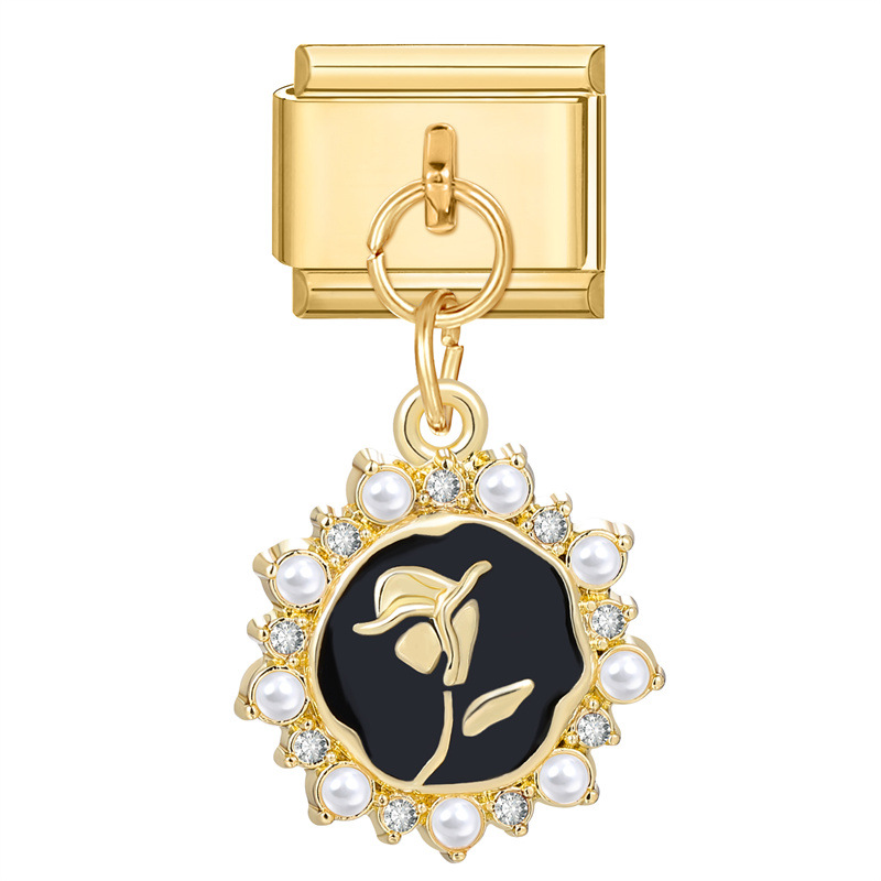 YWXH-51-Pendentif fond doré-rose