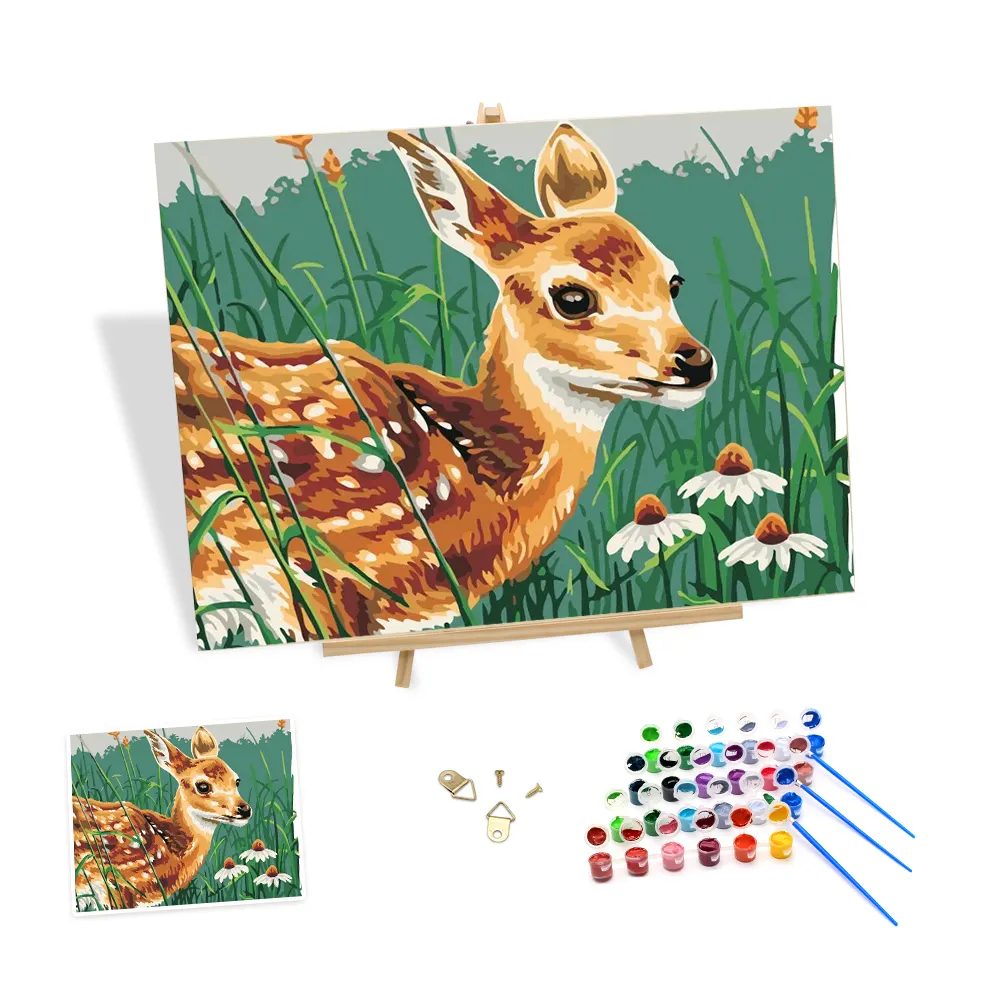 Hot Sale Product Painting by Numbers Sika Deer and Daisy Exquisite Diy Digital Oil Painting Animal for Home Art Wall