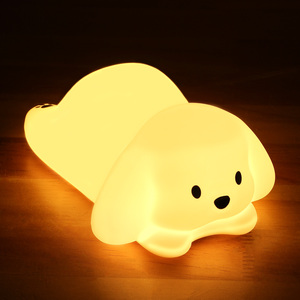 Lampe de nuit miniature rechargeable à capteur LED multicolore en silicone pour enfants, forme de chien, de lapin, d'animal, à intensité variable, pour la décoration de la chambre à coucher, du bureau - Product Image 1