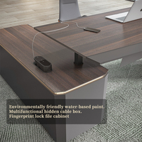 Escritorio Ejecutivo de Oficina Moderno en Forma de L, Extensible, de Madera de Lujo, con Elevación Inteligente
