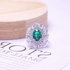 Bague émeraude personnalisable 1 carat, style classique, ovale 5x7mm, prix fabricant de laboratoire - Product Image 4