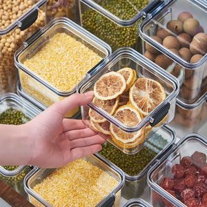 Conteneurs de stockage alimentaire rectangulaires avec couvercle à clipser, bocaux en plastique transparents hermétiques pour céréales, collations, produits secs, cuisine - Product Image 3