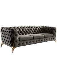 Nouveau canapé en tissu droit de salon de luxe moderne nordique avec combinaison de boutons de traction de lumière américaine pour les petits grands espaces
