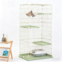 Parc de jeu pour chat moderne de haute qualité à 3 niveaux, en plastique, grande surface, facile à nettoyer, pliable, niche pour animaux de compagnie