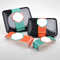 Boîte en carton recyclable personnalisée avec impression, dorure à chaud et gaufrage, bande de fixation et logo pour emballage de plats à emporter