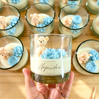 Bougies fantaisie personnalisées en verre à fond haut, motif ours en peluche mignon, avec plantes succulentes multicolores, idéales comme cadeau