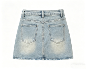 Jupe Courte Femme en Jean Taille Haute Décontractée, Nouvelle Collection Été 2026, Coupe Trapèze Respirante, Ornée de Strass et Perles, Couleur Unie – Vente en Gros - Product Image 4