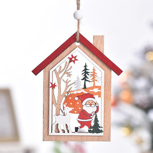 Commercio all'ingrosso albero di natale ornamenti artigianato <span class=keywords><strong>in</strong></span> <span class=keywords><strong>legno</strong></span> ciondoli decorazioni festa di natale finestra di visualizzazione vacanza scenario disposizione - Product Image 4