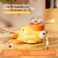 Jouet Distributeur Interactif de Friandises pour Chat en Forme de Canard Jaune Classique et Adorable, Distributeur Lent, Puzzle avec Fenêtre Transparente, Anti-Étouffement pour Chats et Chiens