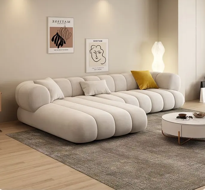 Nordic Eenvoudige Grote Huis Hoek Wolk Sofa Licht Luxe Woonkamer Technologie Doek Moderne Fauteuil Modulaire Bank